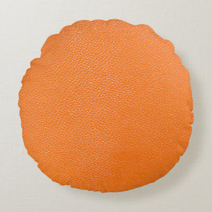 Orange leather pattern texture backgroundleather,t round pillow