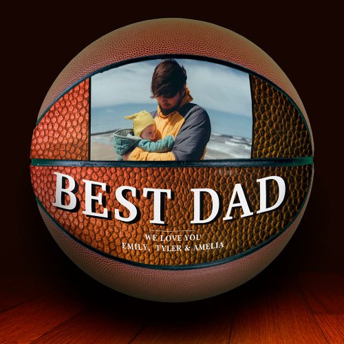 Orange Leather Print Best Dad Fathers Day Photo Basketball