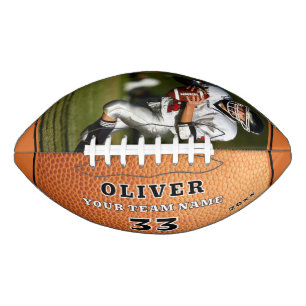 Orange Leather Print Team Player Number Photo Football