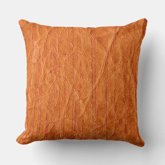 Orange Leather Throw Pillow (Front)