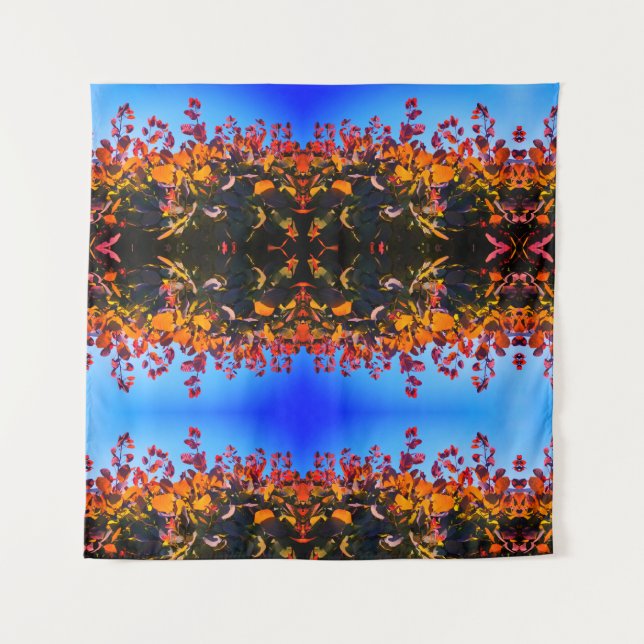 Orange leaves and blue sky Tapestry (Front)