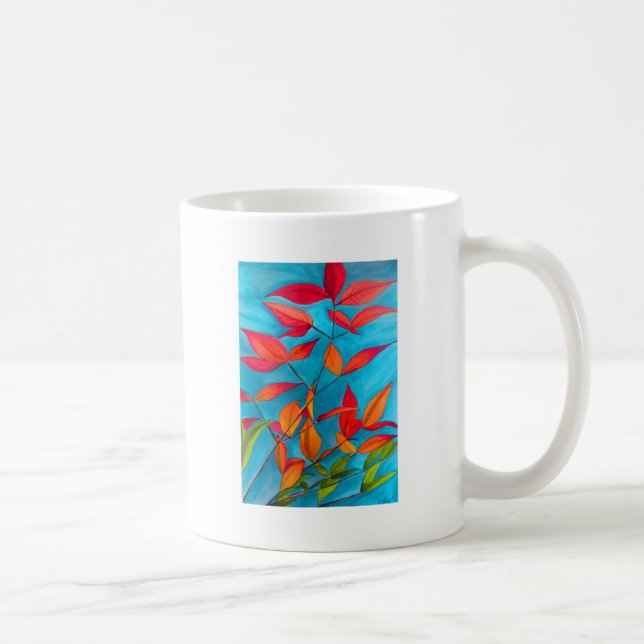 Orange leaves Autumn original watercolour art Coffee Mug (Right)