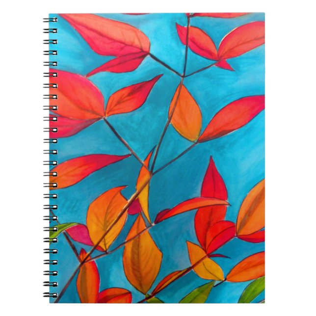 Orange leaves Autumn original watercolour art Notebook (Front)