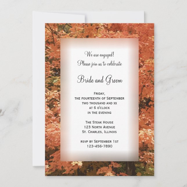 Orange Leaves Fall Engagement Party Invitation (Front)