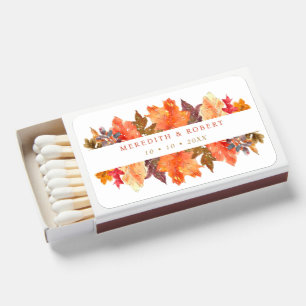 Orange Leaves Fall Wedding Matchboxes