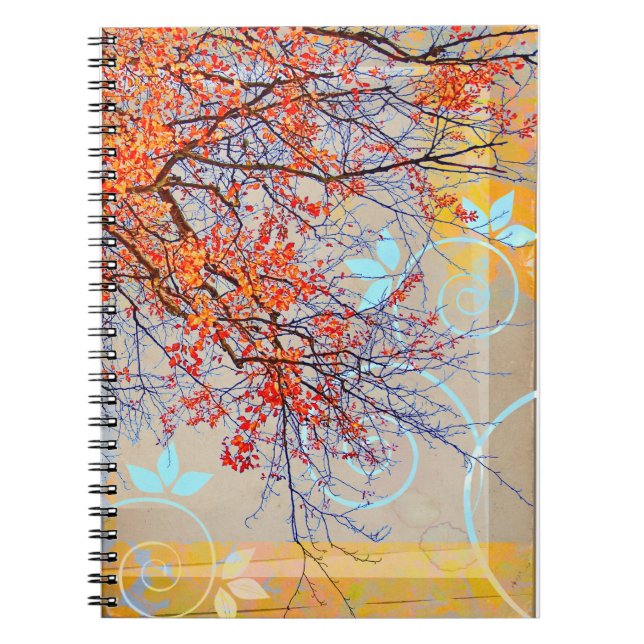 Orange leaves, grunge design notebook (Front)