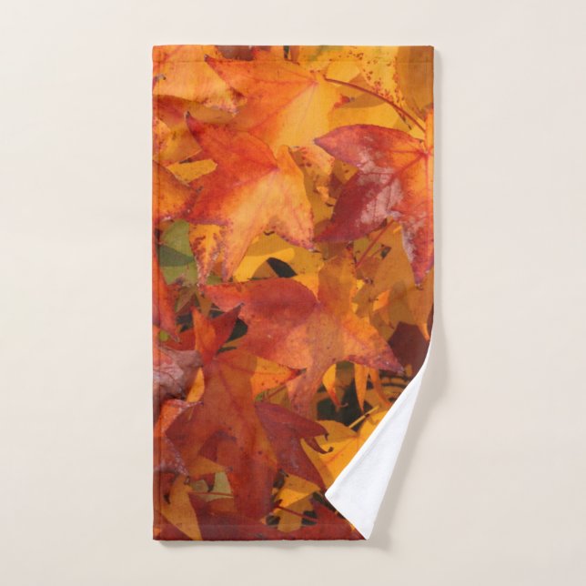 orange leaves hand towel  (Hand Towel)