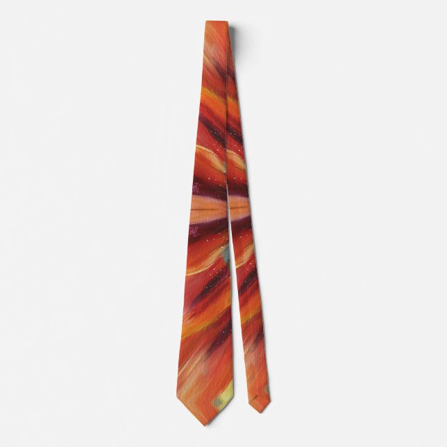 Orange Leaves Painting Detail Tie (Front)