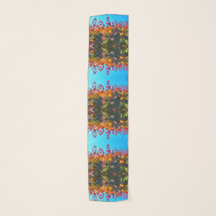 Orange Leaves Pattern Photo Chiffon Scarf