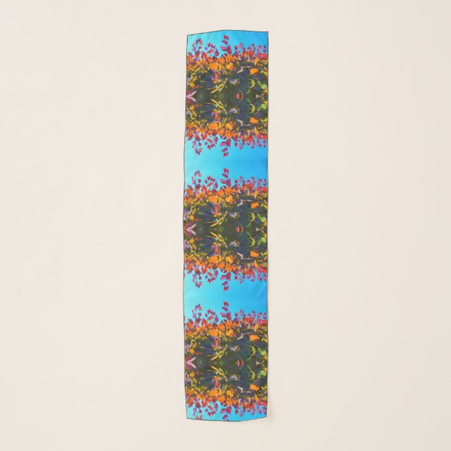 Orange Leaves Pattern Photo Chiffon Scarf (Front)