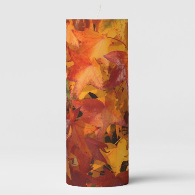 orange leaves pillar candle (Front)