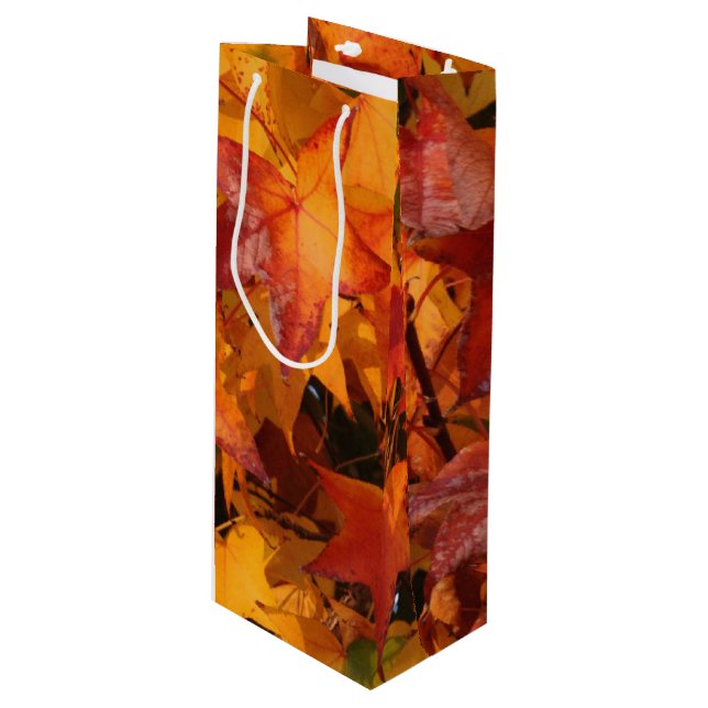 orange leaves wine gift bag (Front Angled)
