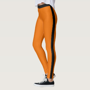 Orange Leggings Black Side Stripe or Choose Colors