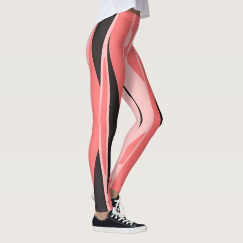 Orange Leggings With Wavy Black Stripes