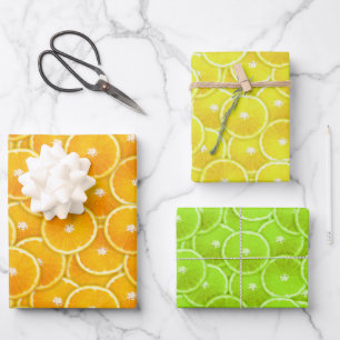 Orange, Lemon and Lime Slices Wrapping Paper Sheets