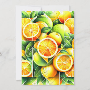 Orange Lemon Botanical Citrus Geometric Announcement