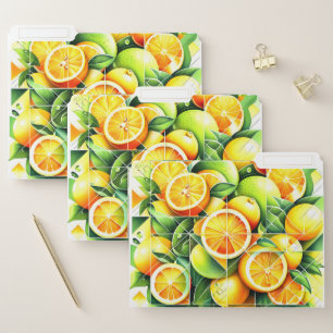 Orange Lemon Botanical Citrus Geometric File Folder