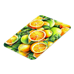 Orange Lemon Botanical Citrus Geometric Magnet