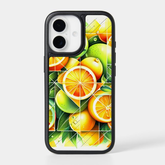Orange Lemon Botanical Citrus Geometric Otterbox iPhone Case (Back)