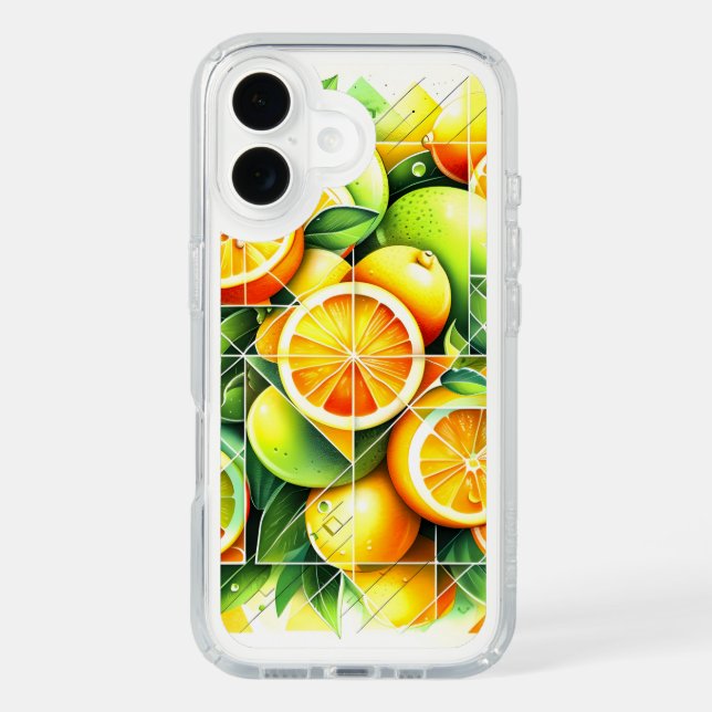 Orange Lemon Botanical Citrus Geometric Speck iPhone Case (Front)