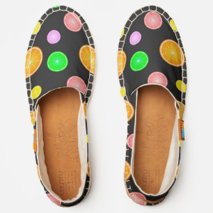 Orange lemon lime grapefruit summer party pattern espadrilles