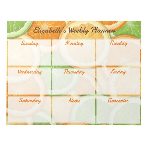 Orange Lemon Lime Weekly Planner Notepad