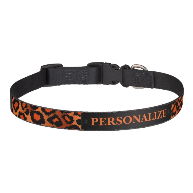 Orange Leopard Animal Print  Pet Collar (Front)