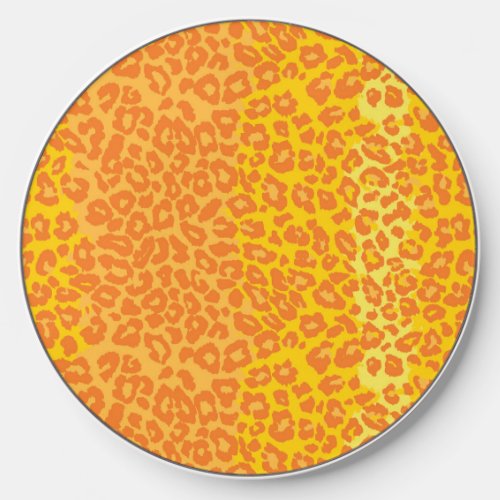 Orange Leopard Cheetah Print Wireless Charger