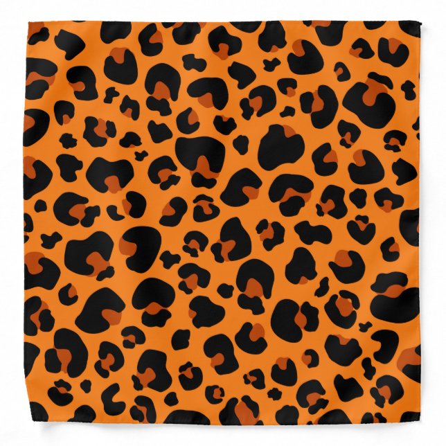 Orange Leopard Cheetah Skin Print Pattern Bandana (Front)