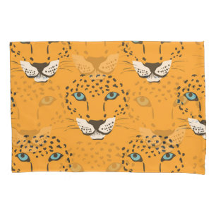 Orange leopard head, seamless pattern. pillow case