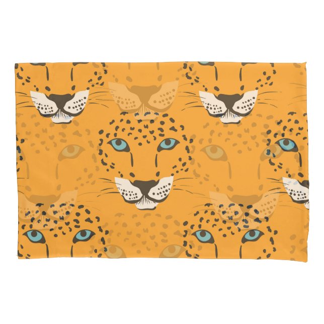 Orange leopard head, seamless pattern. pillow case (Front)