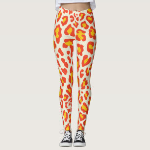 Orange Leopard Print Leggings