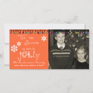 Orange Let's Be Jolly Christmas Holiday Photo Card