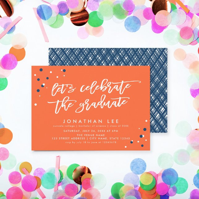 Orange Let's Celebrate the Graduate Grad Party Invitation (Creator Uploaded)