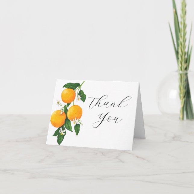 Orange Letterpress Thank You Card (Front)