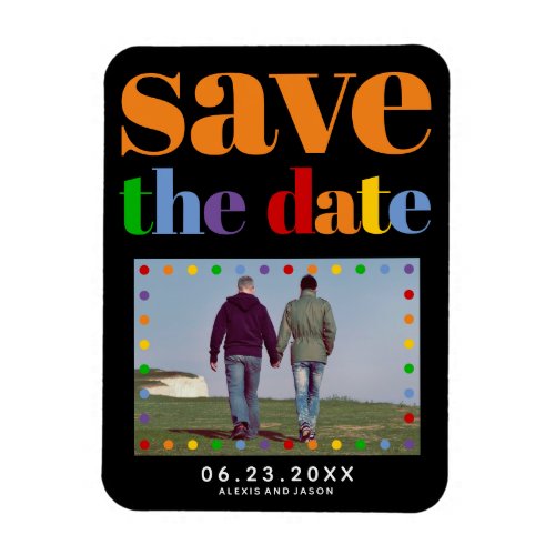 Orange letters black gay photo Save the Date Magnet