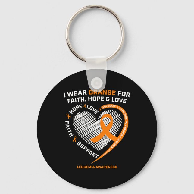 Orange Leukemia Awareness Faith Hope Love Christia Keychain (Front)