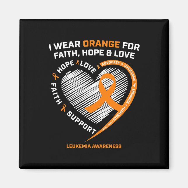 Orange Leukemia Awareness Faith Hope Love Christia Magnet (Front)
