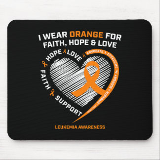 Orange Leukemia Awareness Faith Hope Love Christia Mouse Pad