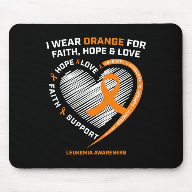 Orange Leukemia Awareness Faith Hope Love Christia Mouse Pad (Front)