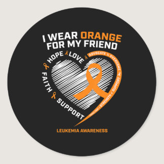 Orange Leukemia Awareness  Friend Gifts Men Women  Classic Round Sticker
