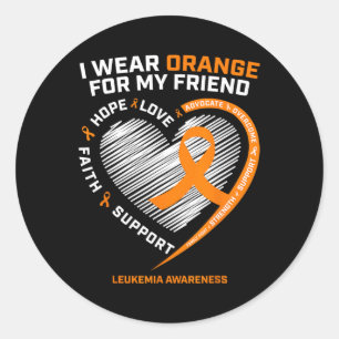 Orange Leukemia Awareness Friend Gifts Men Women Classic Round Sticker
