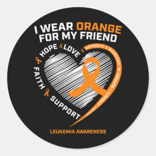 Orange Leukemia Awareness  Friend Gifts Men Women  Classic Round Sticker