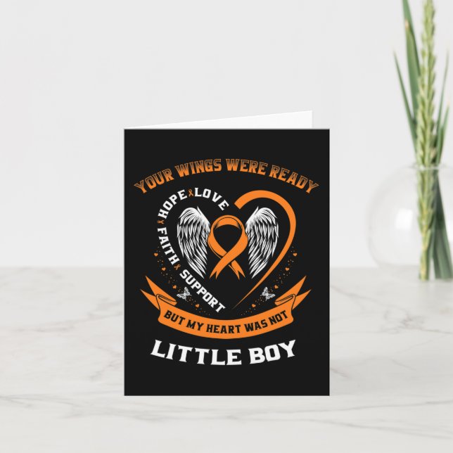 Orange Leukemia Awareness Little Boy Childhood Can Card (Front)
