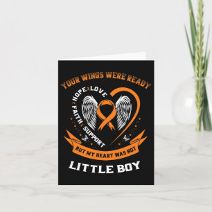 Orange Leukemia Awareness Little Boy Childhood Can Card