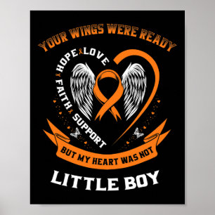 Orange Leukemia Awareness Little Boy Childhood Can Poster