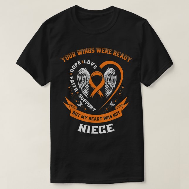 Orange Leukemia Awareness Niece Childhood Cancer A T-Shirt (Design Front)