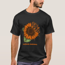 Orange Leukemia Awareness Sunflower Gift Warrior S T-Shirt