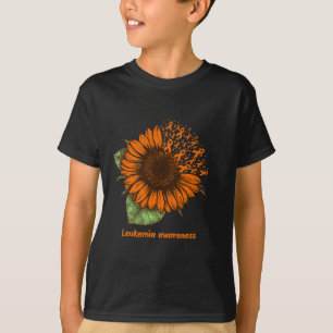 orange leukemia awareness sunflower gift warrior s T-Shirt
