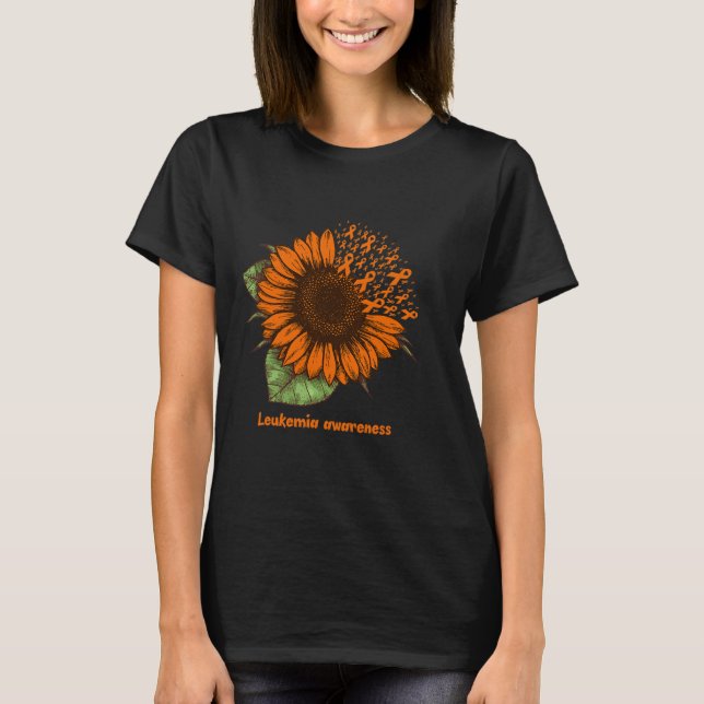orange leukemia awareness sunflower gift warrior s T-Shirt (Front)